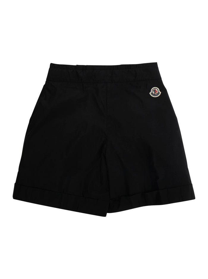 Black Shorts with Logo Patch on the Back in Techl Fabric Girl Polyester And Bermuda