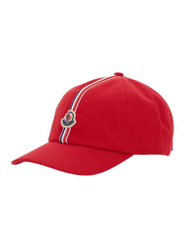 Red Baseball Hat with Logo Patch on the Front in Cotton Boy And Gloves