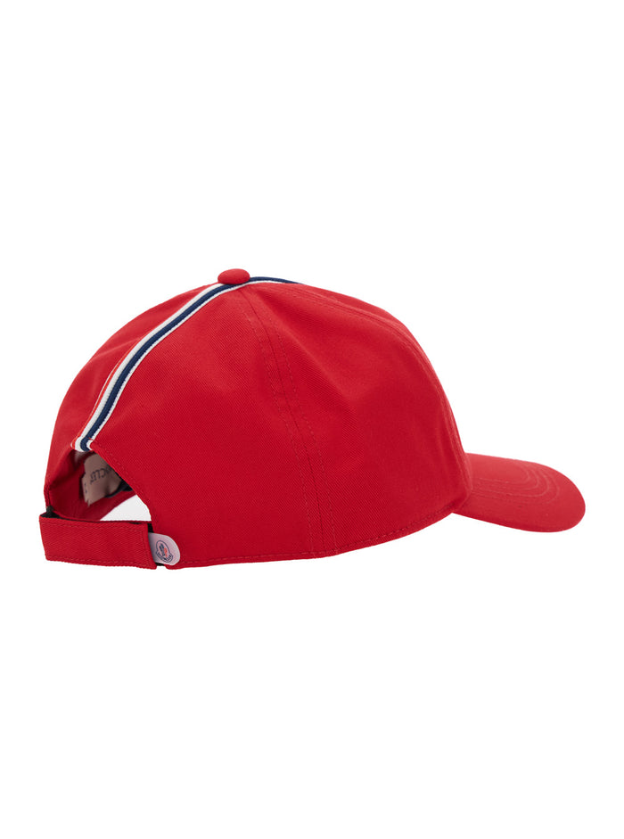 Red Baseball Hat with Logo Patch on the Front in Cotton Boy And Gloves
