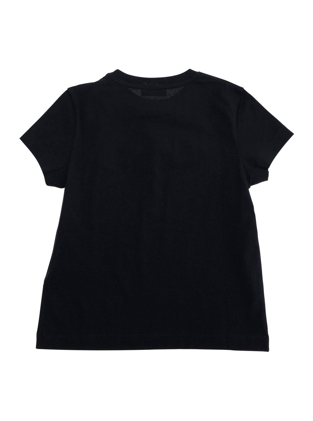 Black Crewneck T-Shirt with Logo Lettering Embroidery on the Front and Patch in Cotton Girl Tshirts Polo Shirts