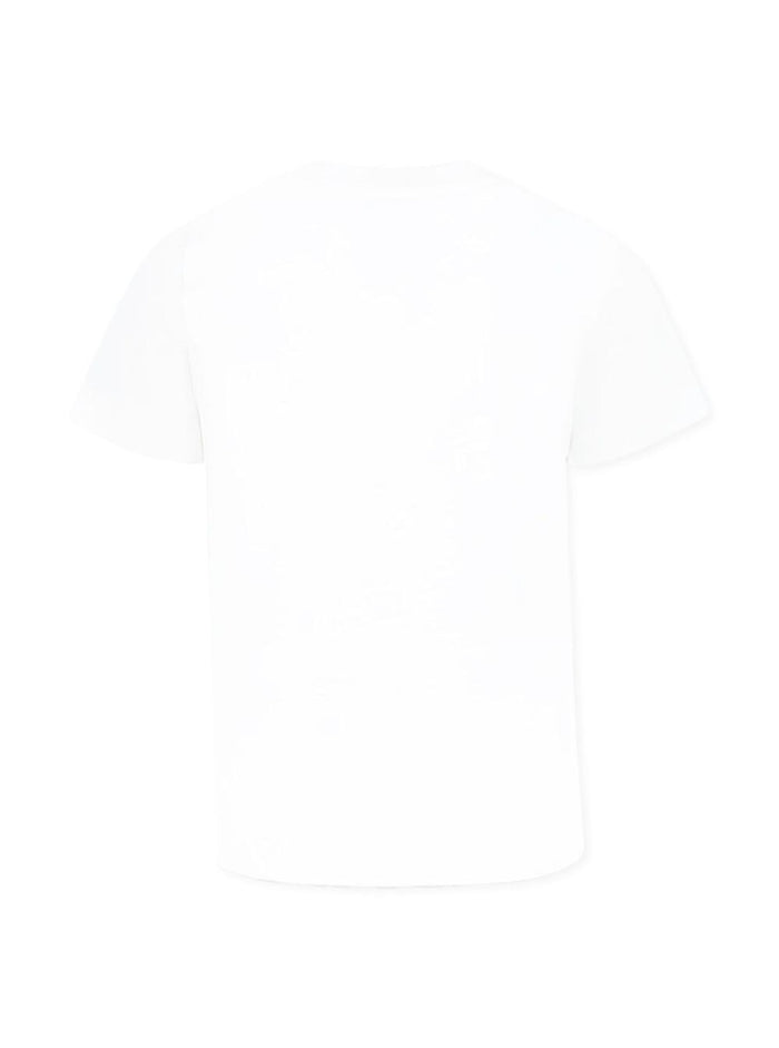 White T-Shirt With Lettering Logo And Patch On The Front Cotton Boy Tshirts Polo Shirts
