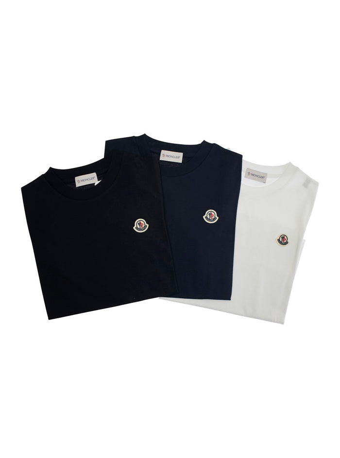 Multicolor Set Of Three T-Shirts With Logo Patch On The Front Cotton Boy Tshirts And Polo Shirts