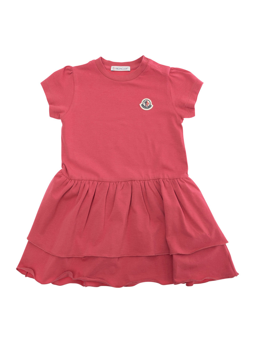 Red Crewneck Dress With Logo Patch Applied On The Front Cotton Baby Elastane