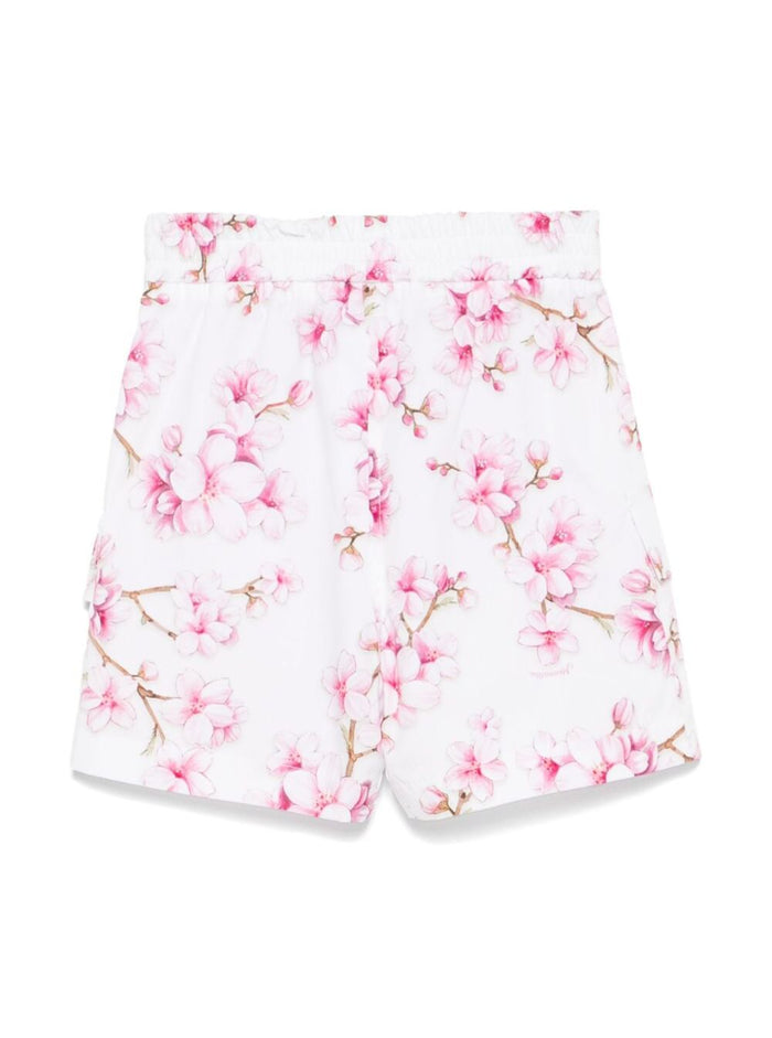 Multicolor Shorts With All-Over Floral Print Cotton Girl And Bermuda