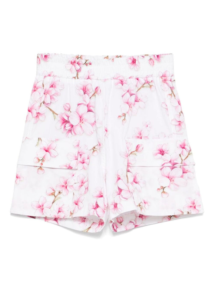 Multicolor Shorts With All-Over Floral Print Cotton Girl And Bermuda