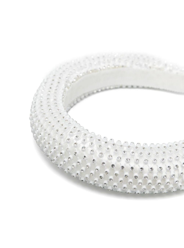Luxor White Headband With Glass-Crystal Embellishments And Grosgrain Ribbon Trim Tehc Fabric Girl Polyester Hair Accessories