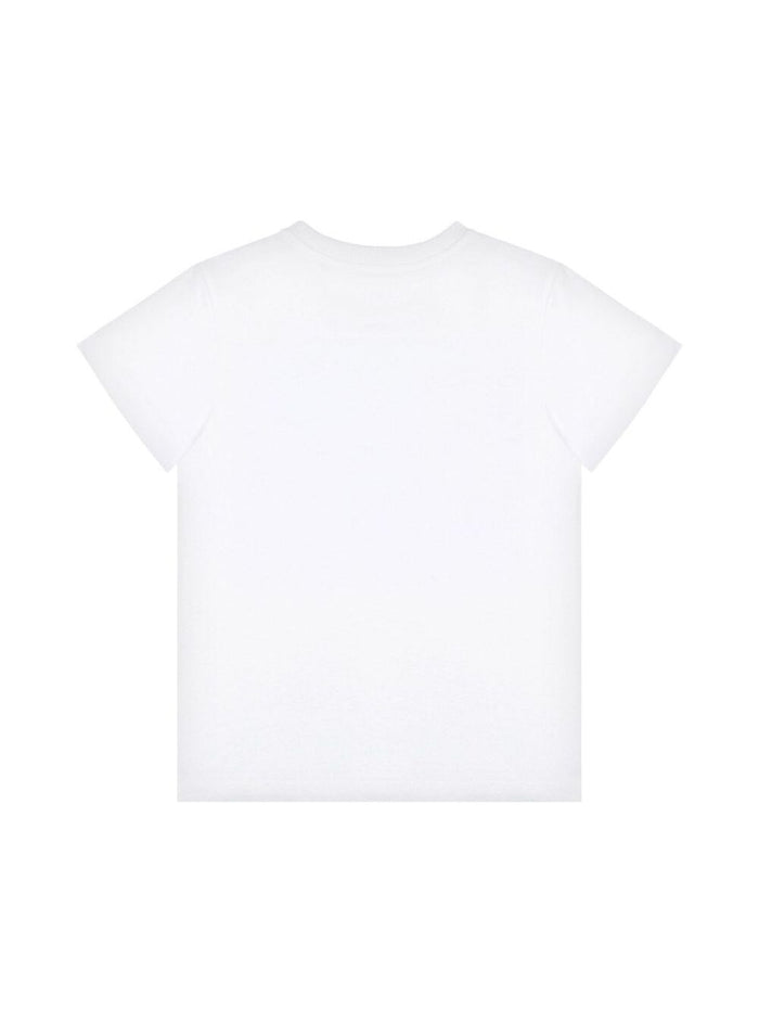 White Crewneck T-Shirt With Maxi Logo Print On The Front Cotton Boy Tshirts And Polo Shirts