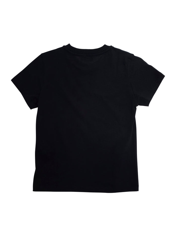 Black T-Shirt With Teddy Bear Print On The Front Cotton Boy Tshirts And Polo Shirts