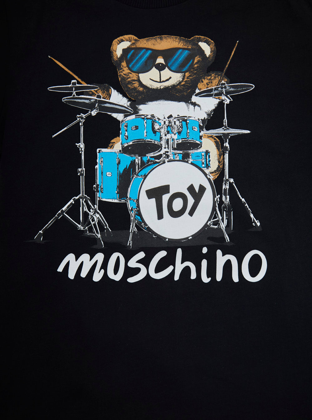 Black T-Shirt With Teddy Bear Print On The Front Cotton Boy Tshirts And Polo Shirts
