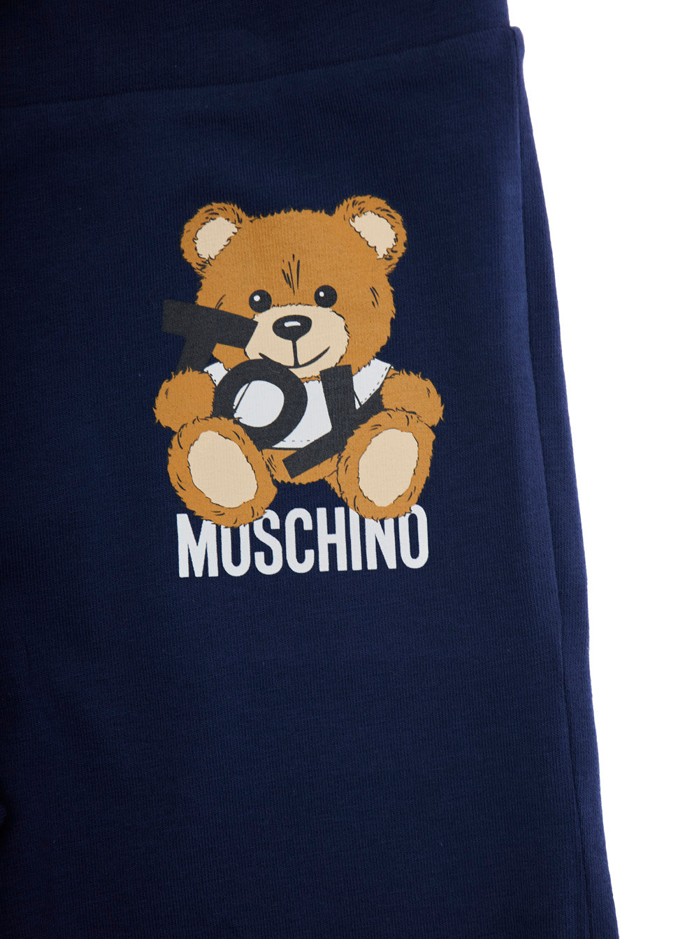 Blue Pants With Teddy Bear Print On The Front Cotton Girl Blu Elastan Trousers