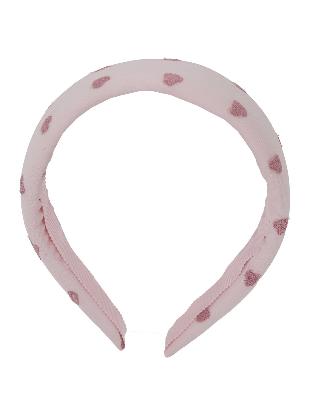 Pink Headband With All-Over Heart Print Tech Fabric Girl Polyamide Polyester Metal Hair Accessories