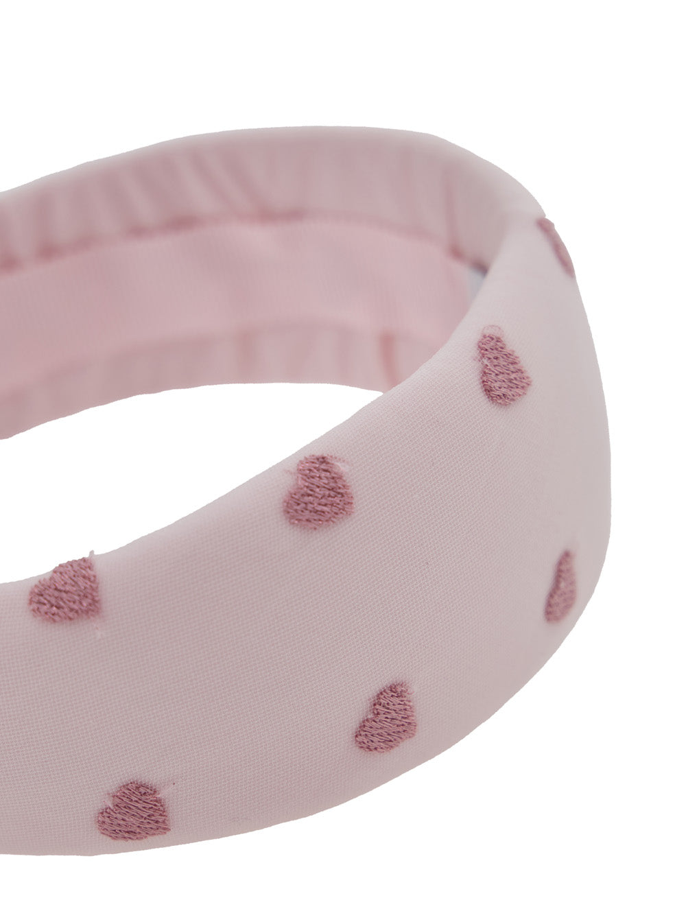 Pink Headband With All-Over Heart Print Tech Fabric Girl Polyamide Polyester Metal Hair Accessories