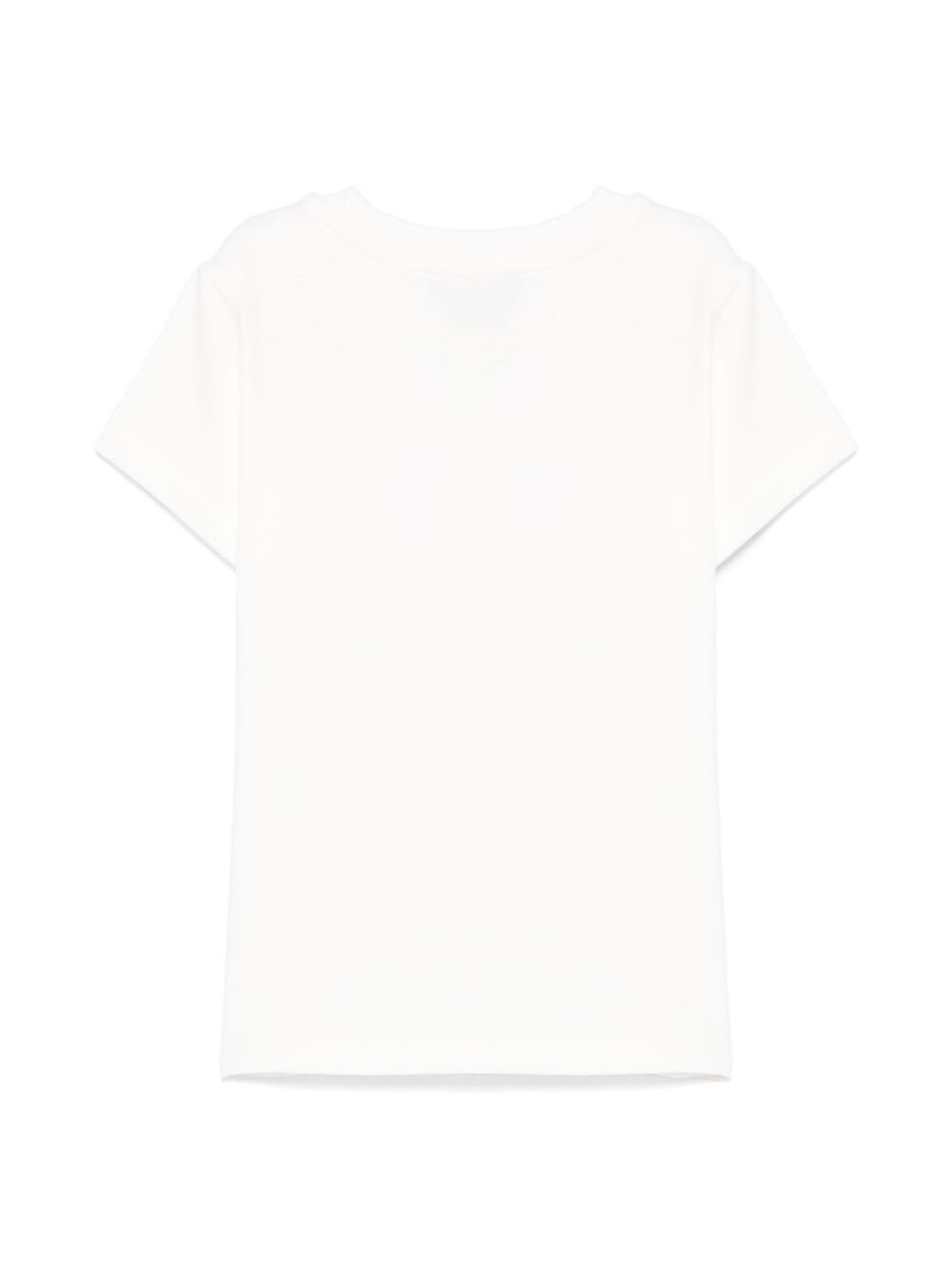White Crewneck T-Shirt With Maxi Logo Print On The Front Cotton Stretch Girl Elastan Tshirts And Polo Shirts