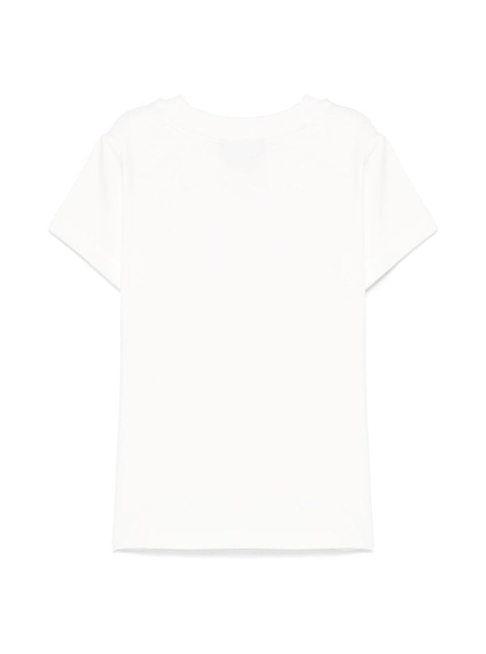White Crewneck T-Shirt With Maxi Logo Print On The Front Cotton Stretch Girl Elastan Tshirts And Polo Shirts