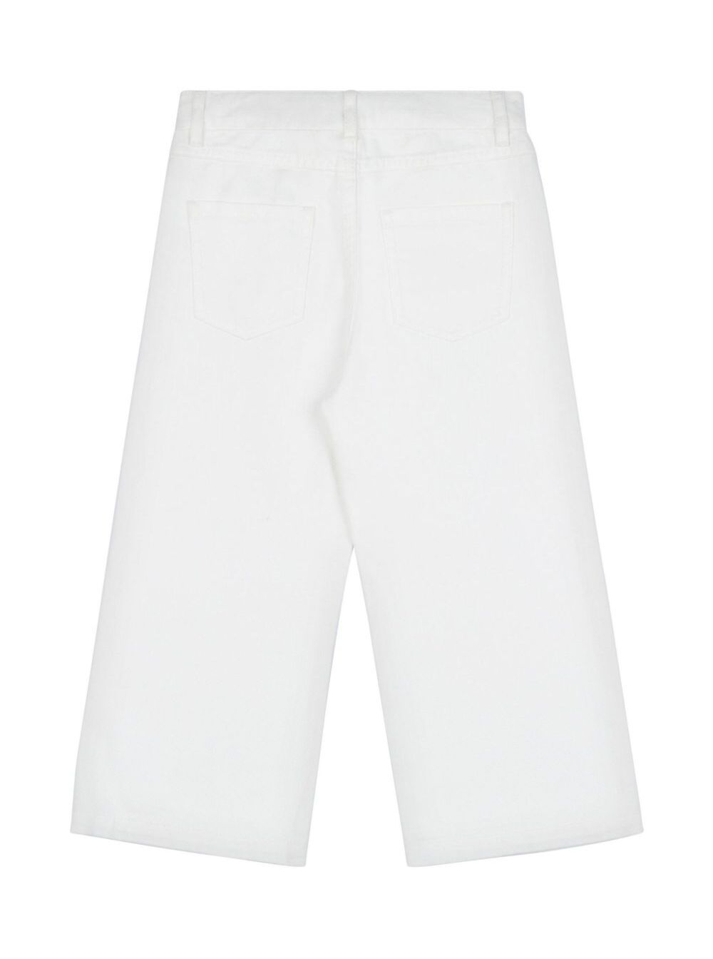 White Jeans With Logo Detail On The Front And Button Denim Girl Cotton Trousers