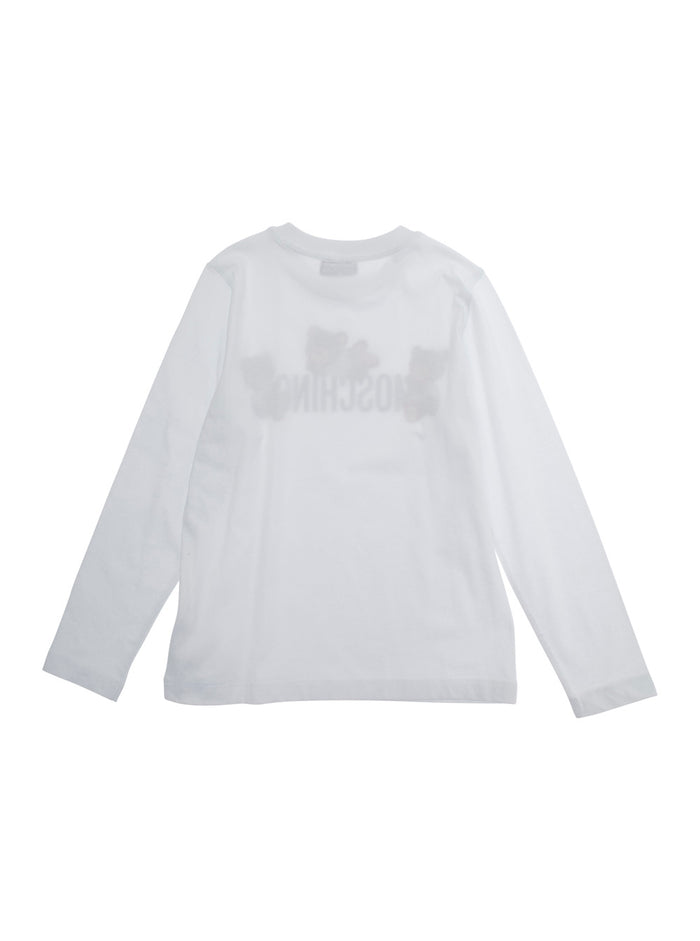White T-Shirt With Maxi Print Logo Lettering On The Front Cotton Boy Jersey