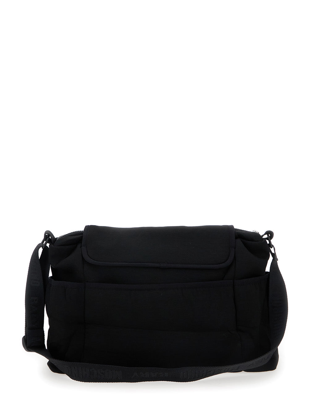 Black Changing Bag With Mat And Logo Print On The Front Cotton Blend Stretch Baby Polyester Elastan Crossbody