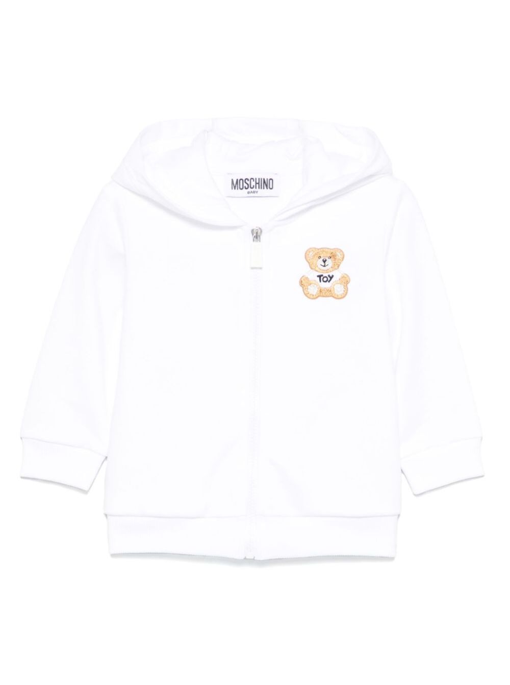 White Sweatshirt with Fixed Hood and Logo Detail on the Front in Cotton Baby Sweatshirts