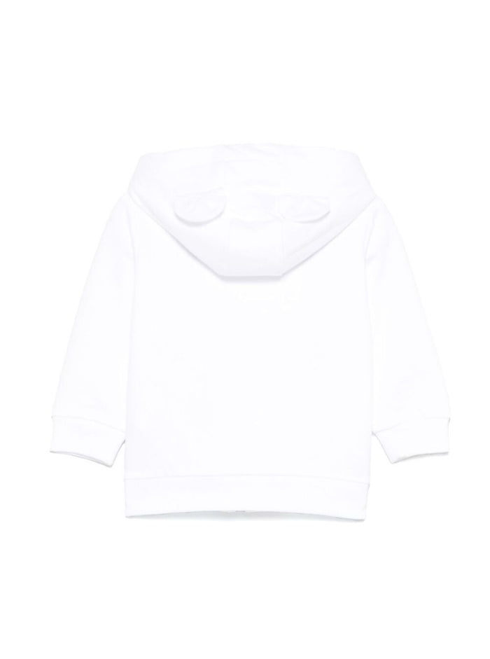 White Sweatshirt with Fixed Hood and Logo Detail on the Front in Cotton Baby Sweatshirts