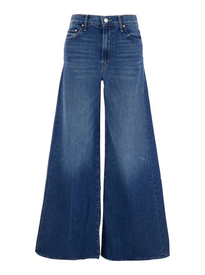 The Undercover Sneak Blue Jeans With Palazzo Style And Logo Patch On Rear Denim Woman Blu