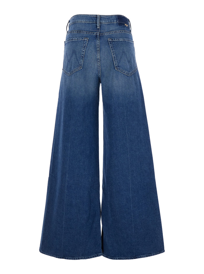 The Undercover Sneak Blue Jeans With Palazzo Style And Logo Patch On Rear Denim Woman Blu