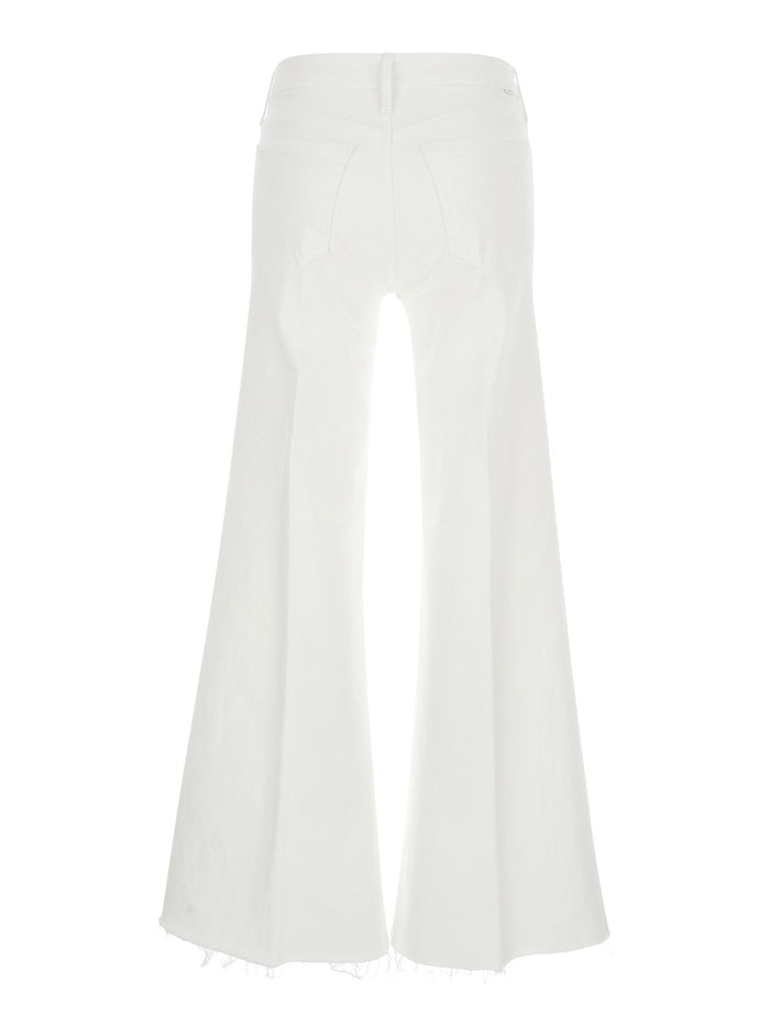 White Flared Jeans Denim Woman Cotton Polyester Elastan