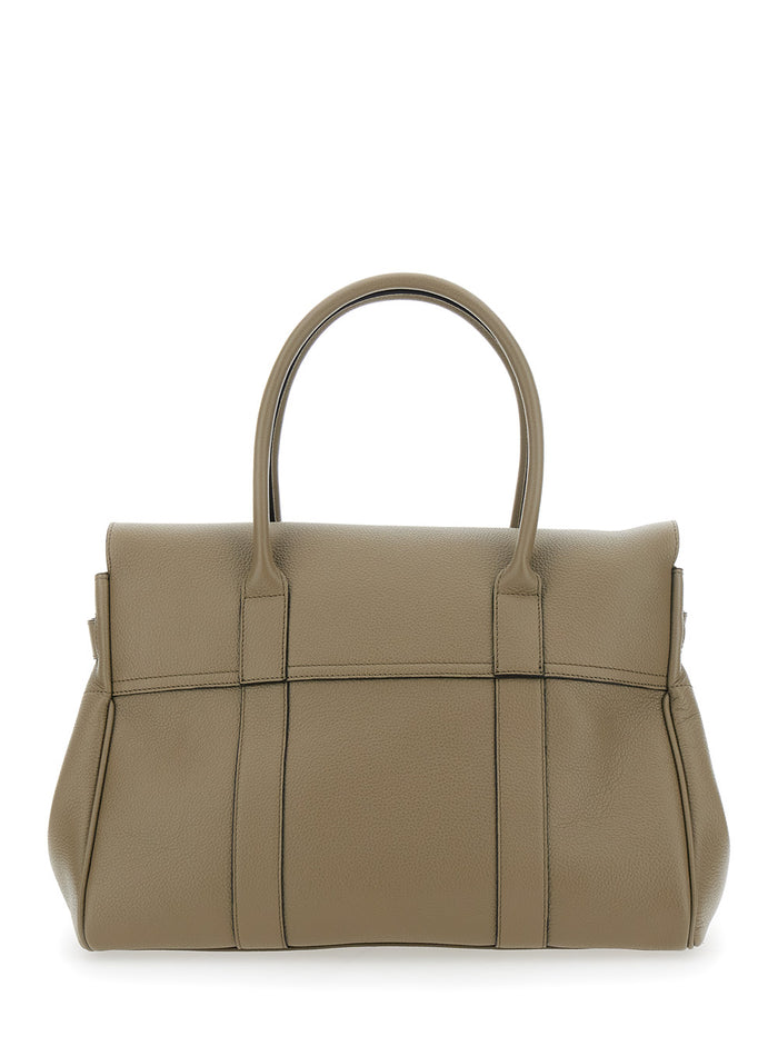 Bayswater Brown Shoulder Bag With Twist-Lock Closure Grainy Leather Woman Calf