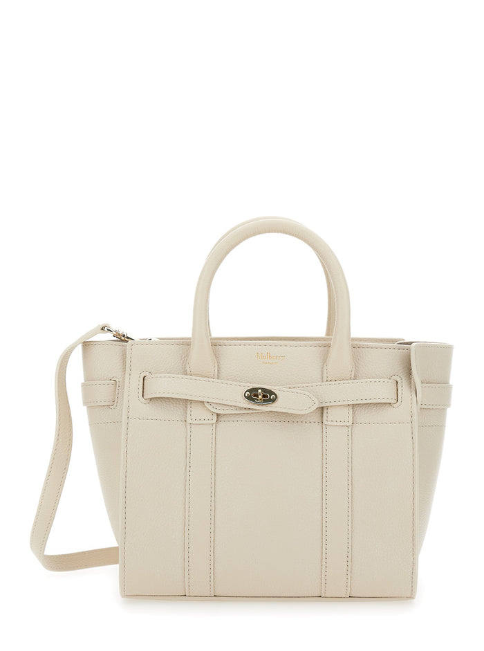 Bayswater Small Beige Handbag With Removable Shoulder Strap Leather Woman Calf Hand Bags