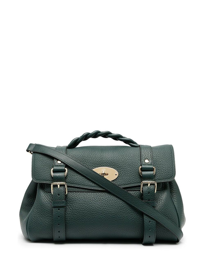 Mulberry Womans Alexa Heavy Green Leather Handbag Bovine Hand Bags