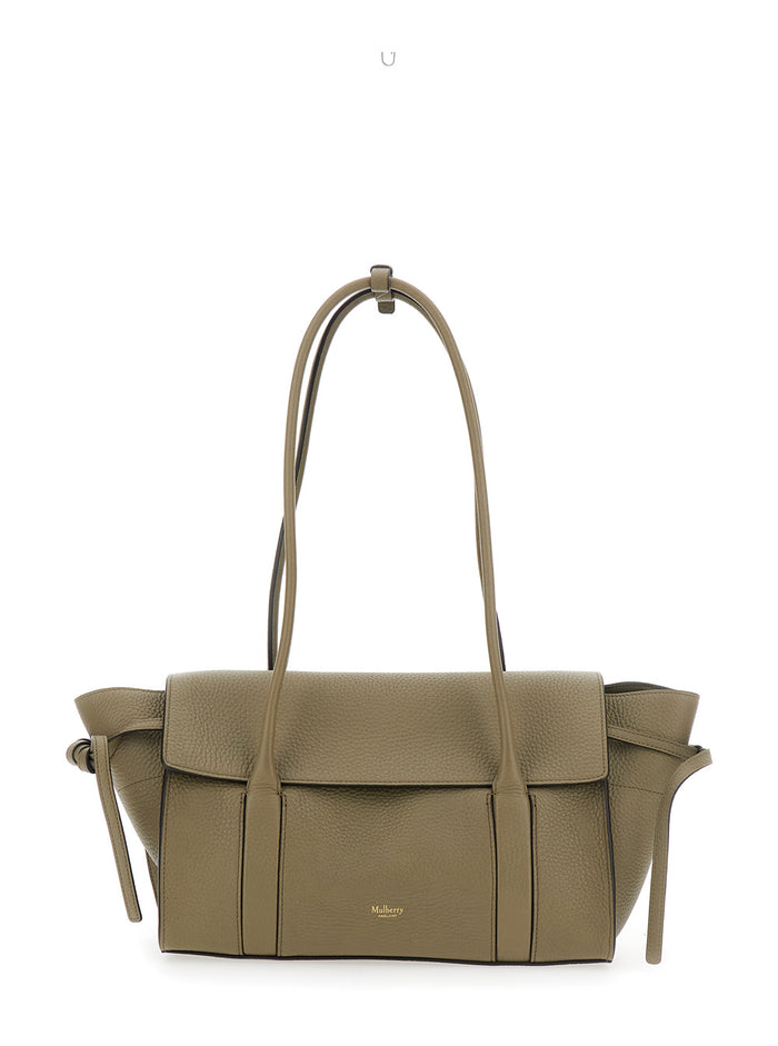 Small Bayswater Green Shoulder Bag With Laminated Logo Leather Woman Calf