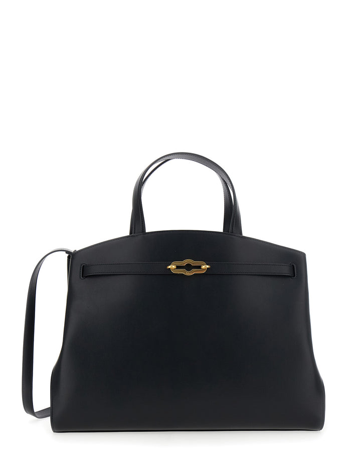 Pimlico Black Handbag With Adjustable And Removable Shoulder Strap Leather Woman Calf Hand Bags