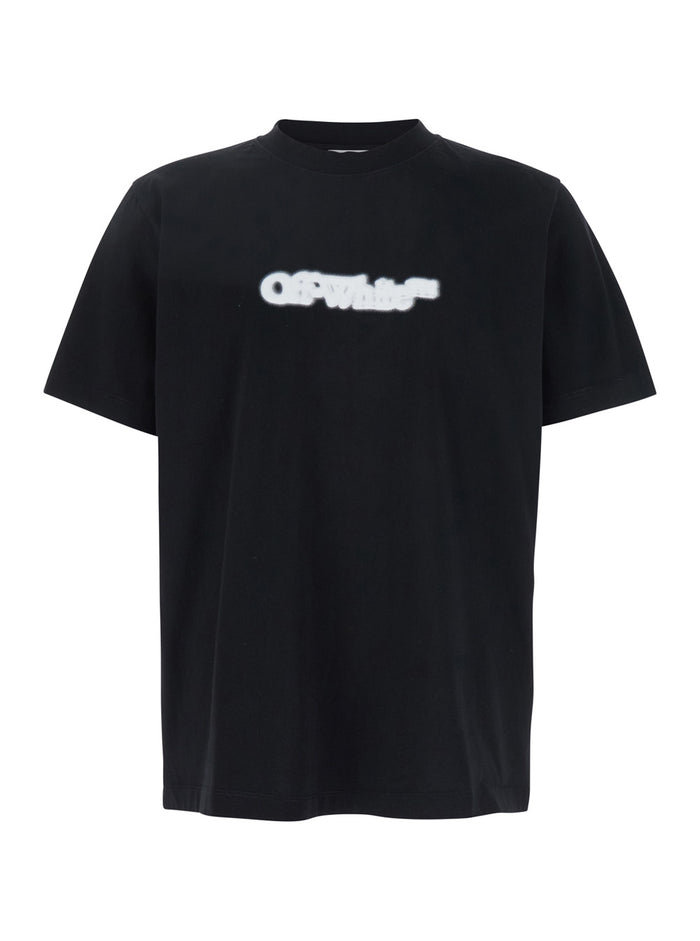 Spray Arrow Black Crewneck T-Shirt With Logo Lettering On The Front And Maxi Print Rear Cotton Man Tshirts Polo Shirts