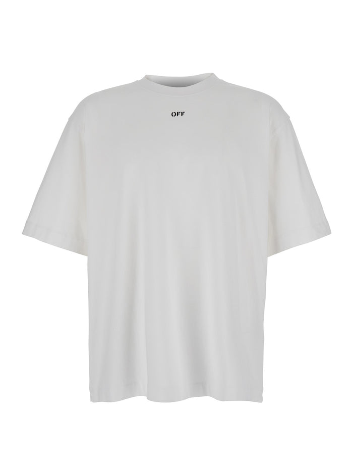 Vibe Arrow White T-Shirt With Maxi Logo Printed On The Back Cotton Man Tshirts And Polo Shirts