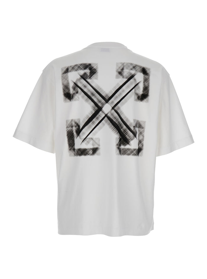 Vibe Arrow White T-Shirt With Maxi Logo Printed On The Back Cotton Man Tshirts And Polo Shirts
