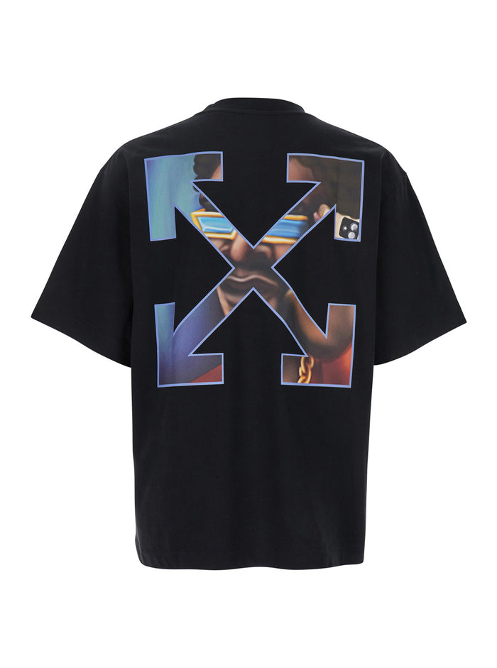 Barber Arrow Black T-Shirt With Logo On The Front And Maxi Back Cotton Man Tshirts Polo Shirts