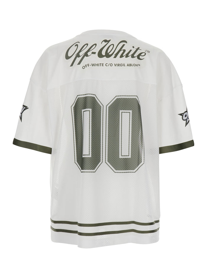 White T-Shirt With Logo Print On The Front And Back Mesh Tech Fabric Man Polyester Tshirts Polo Shirts