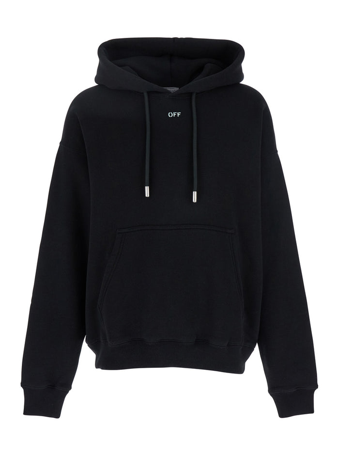 Vibe Arrow Skate Black Hoodie With Drawstring Hood And Maxi Logo Print On The Rear Cotton Man Sweatshirts