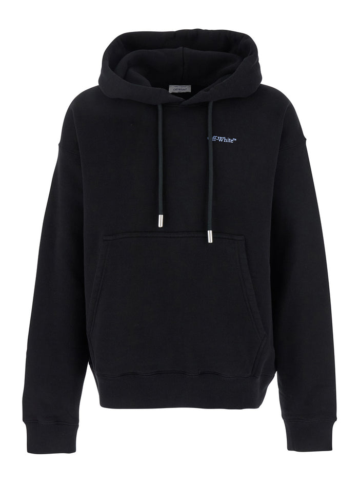 Barber Arrow Skate Black Hoodie With Logo Lettering On The Front And Maxi Print Rear Cotton Man Sweatshirts