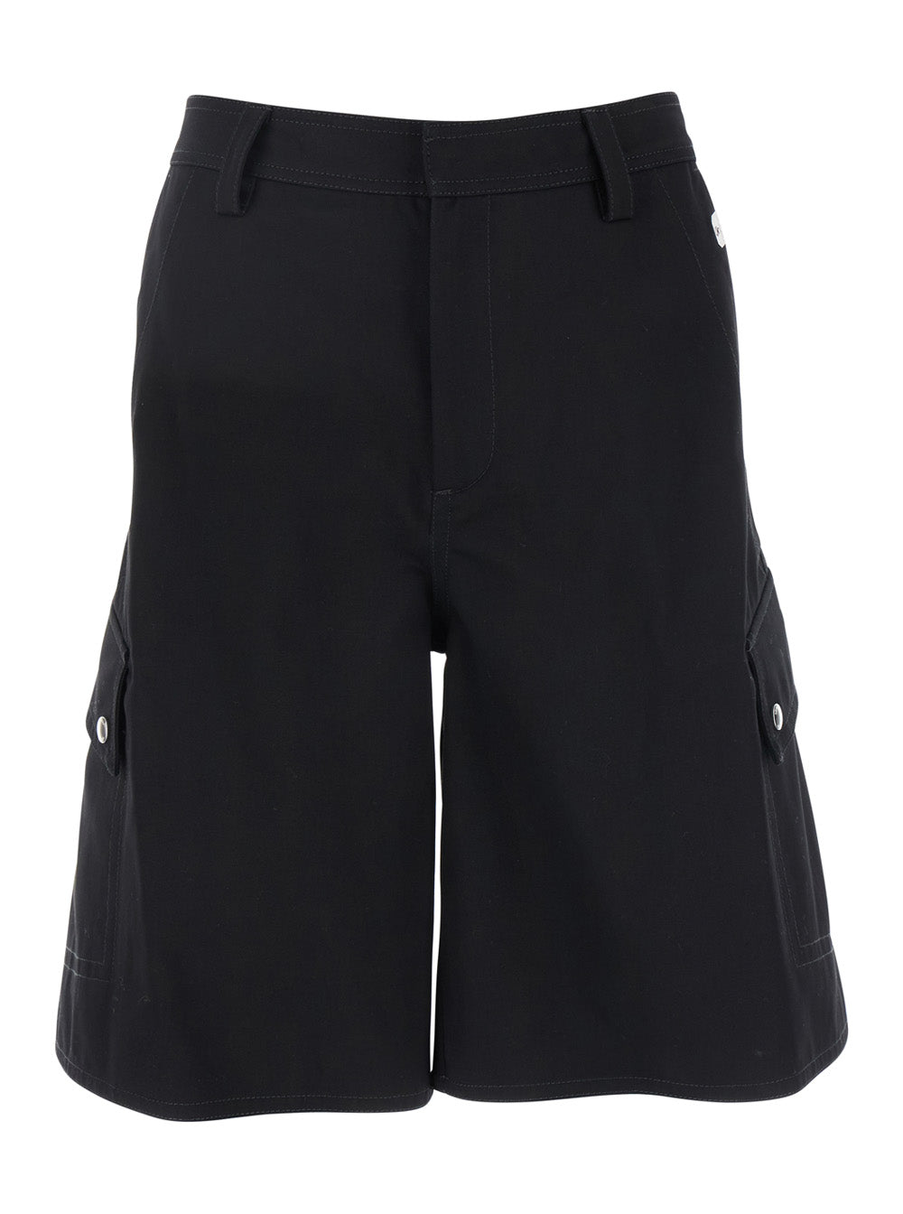 Black Cargo Shorts with Belt Loops in Cotton Man And Bermuda