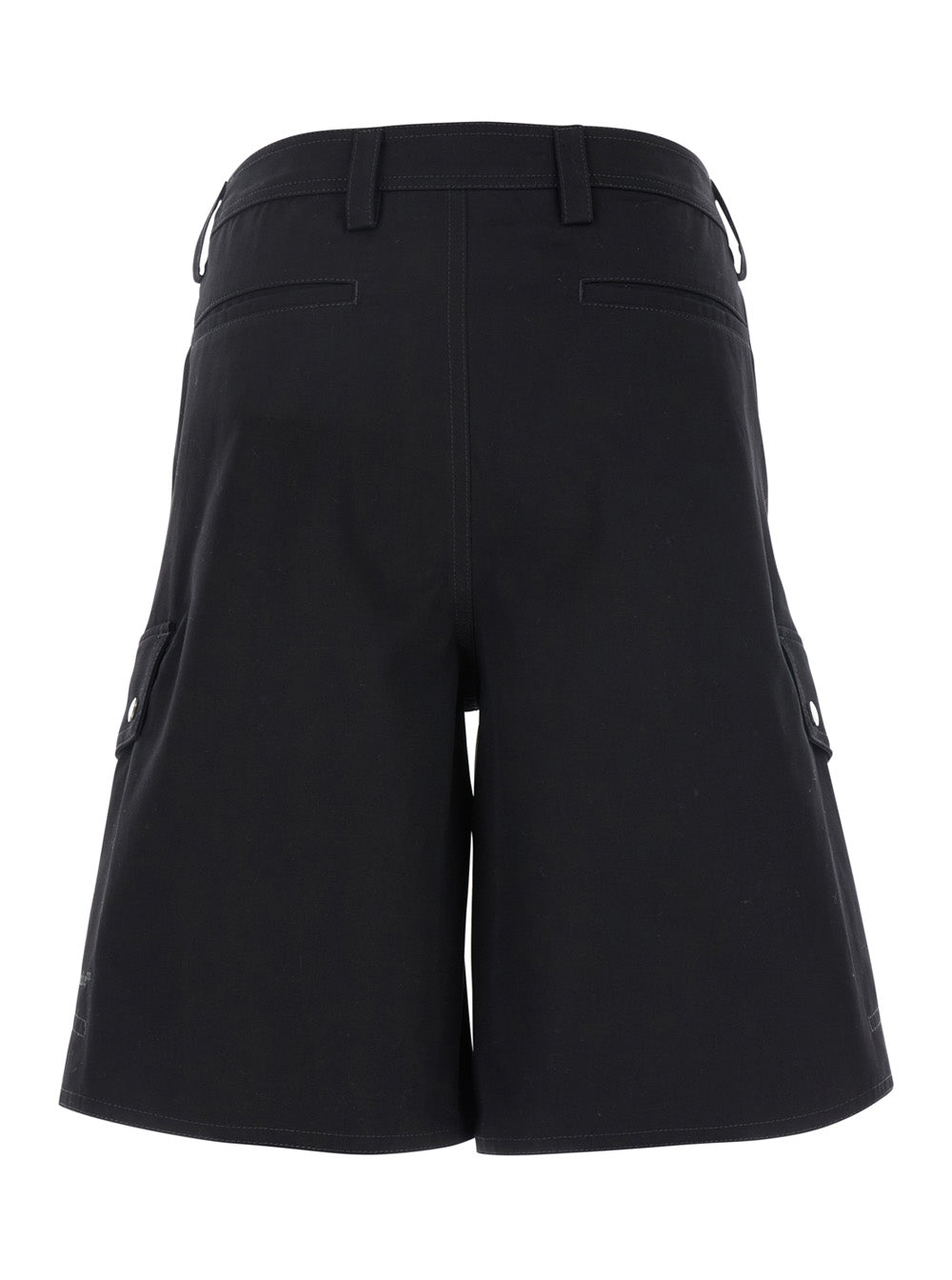 Black Cargo Shorts with Belt Loops in Cotton Man And Bermuda