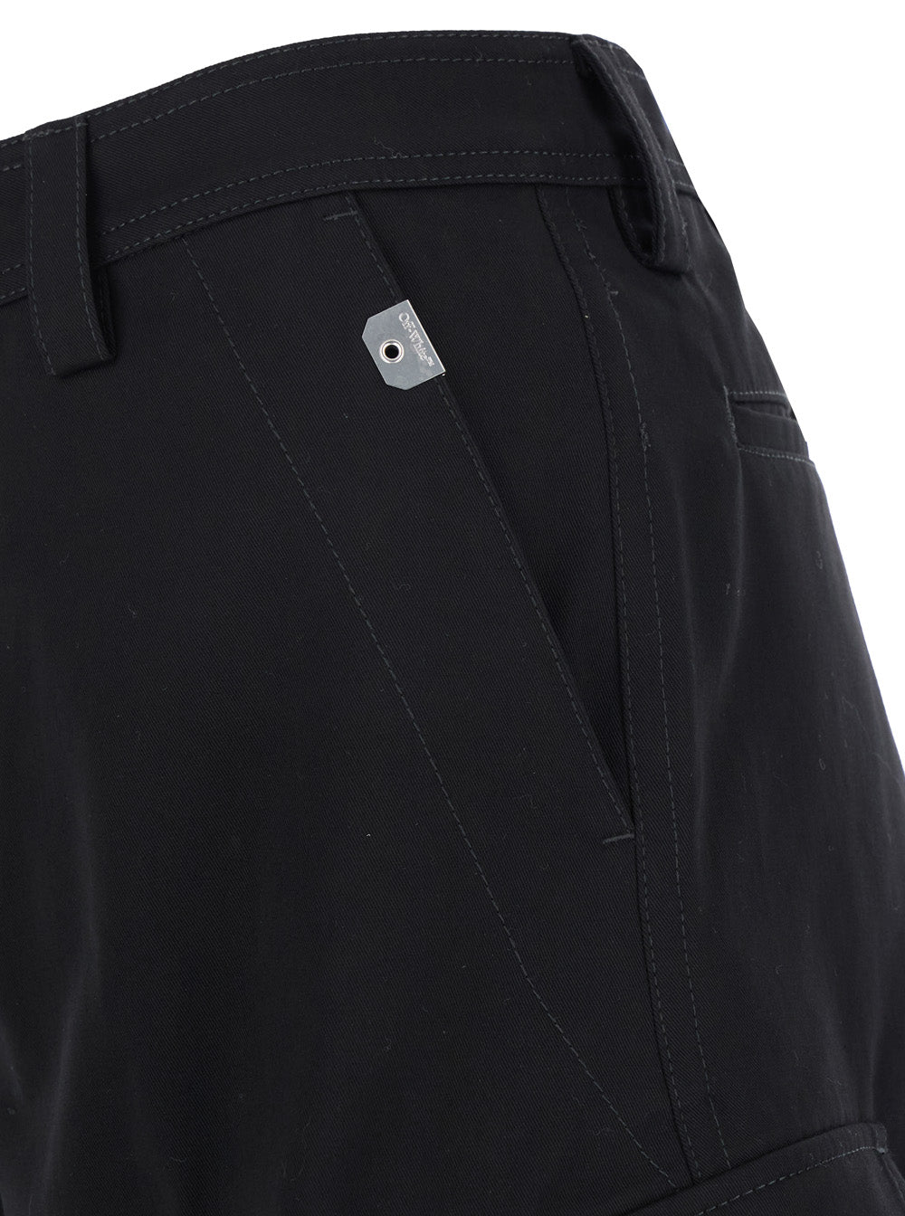 Black Cargo Shorts with Belt Loops in Cotton Man And Bermuda