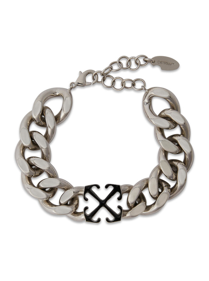 Enamel Arrow Silver Colored Bracelet With Logo Detail Brass Man Metallic