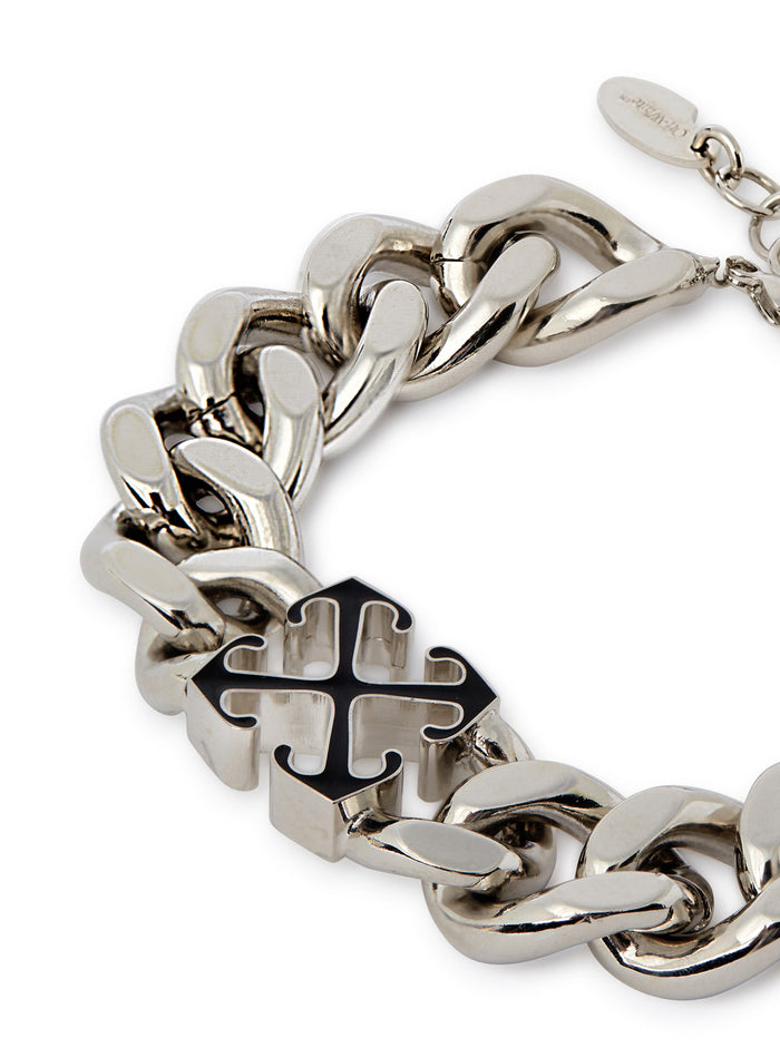 Enamel Arrow Silver Colored Bracelet With Logo Detail Brass Man Metallic