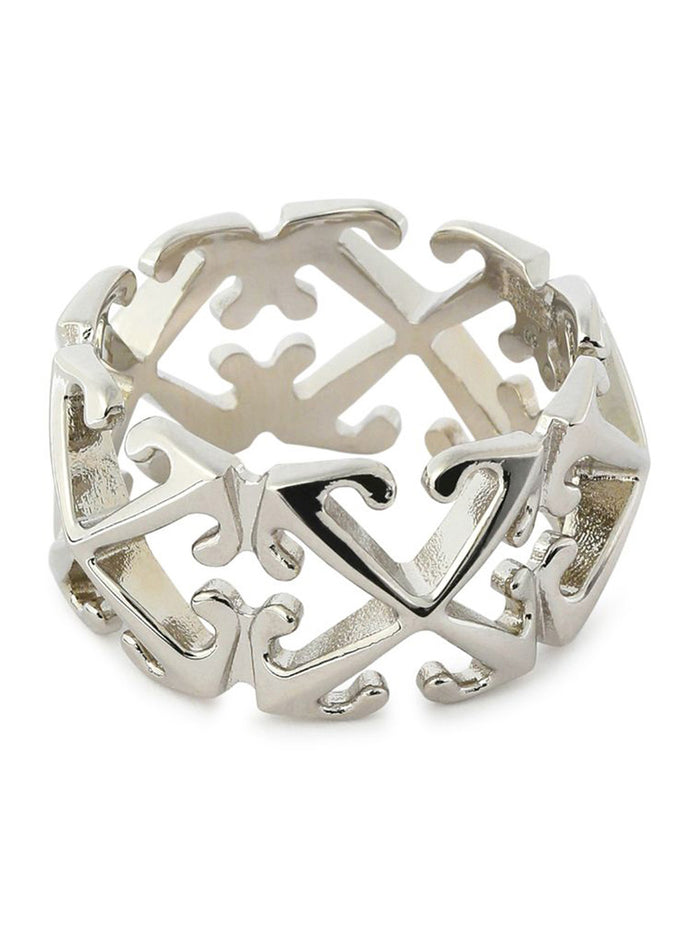 Silver Colored Ring With Arrow Motif Brass Man Metallic Rings