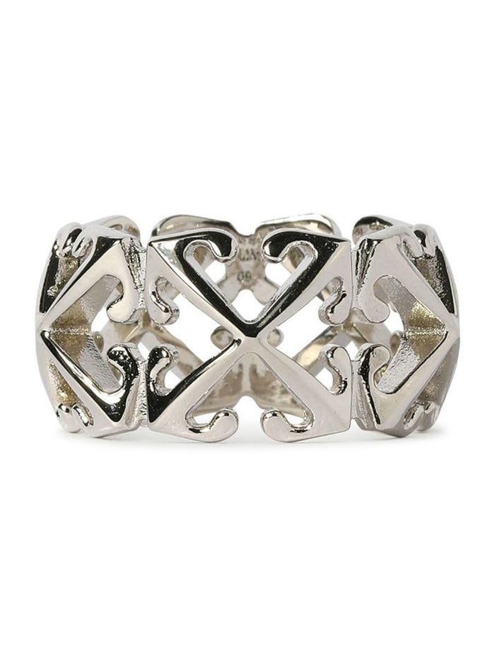Silver Colored Ring With Arrow Motif Brass Man Metallic Rings