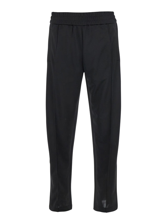 Black Pants With Lettering Logo Printed On The Back Tech Fabric Man Polyester Trousers