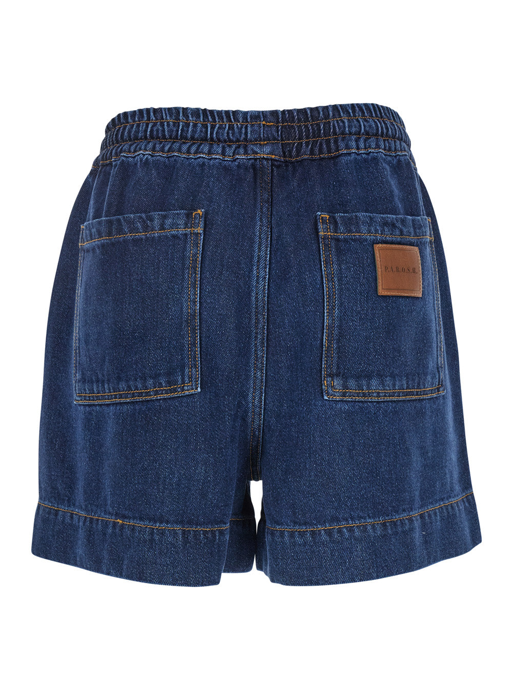 Blue Shorts With Logo Patch On The Back Stretch Denim Woman Blu Lyocell And Bermuda