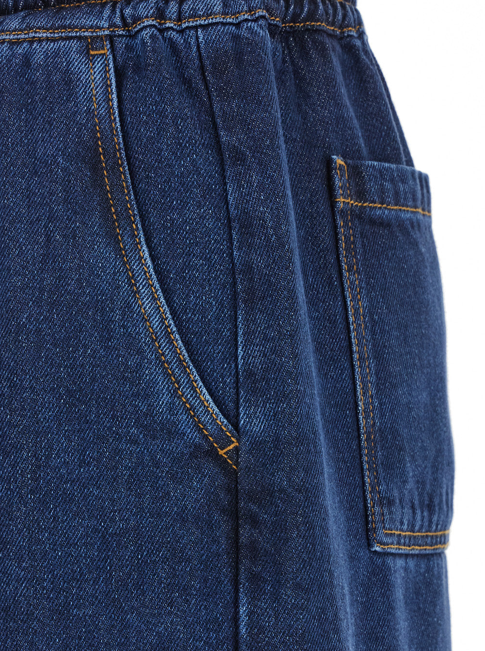 Blue Shorts With Logo Patch On The Back Stretch Denim Woman Blu Lyocell And Bermuda