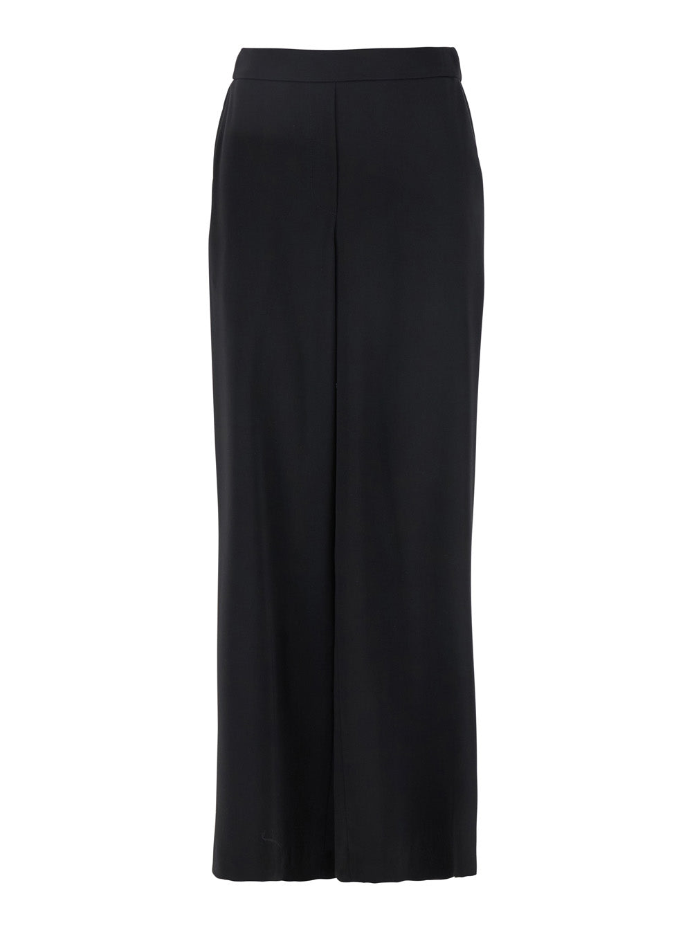 Black Pants with Wide Leg and Elastic Rear Waist in Tech Fabric Woman Polyester Trousers