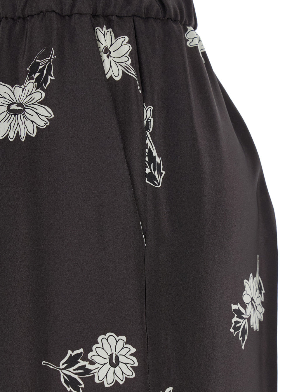 Multicolor Pants with Elastic Waist and All-Over Floral Motif in Fabric Woman Trousers
